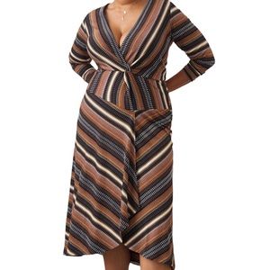 Anthropologie NWT Maeve Striped Wrap Maxi Dress in Size 1X